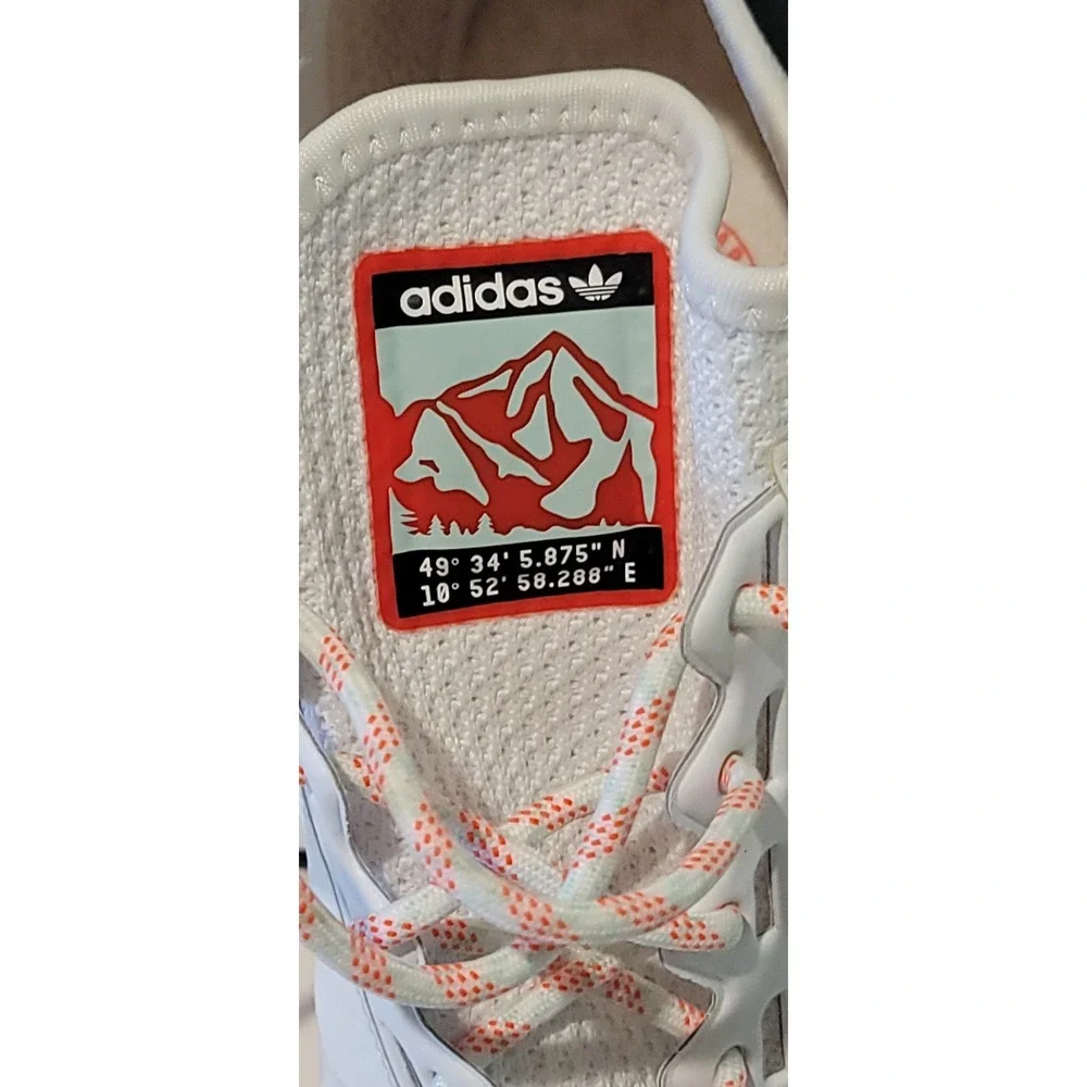 Adidas NMD R1 Primeknit Running White&Orange Men's Sneakers Sz 9 US
